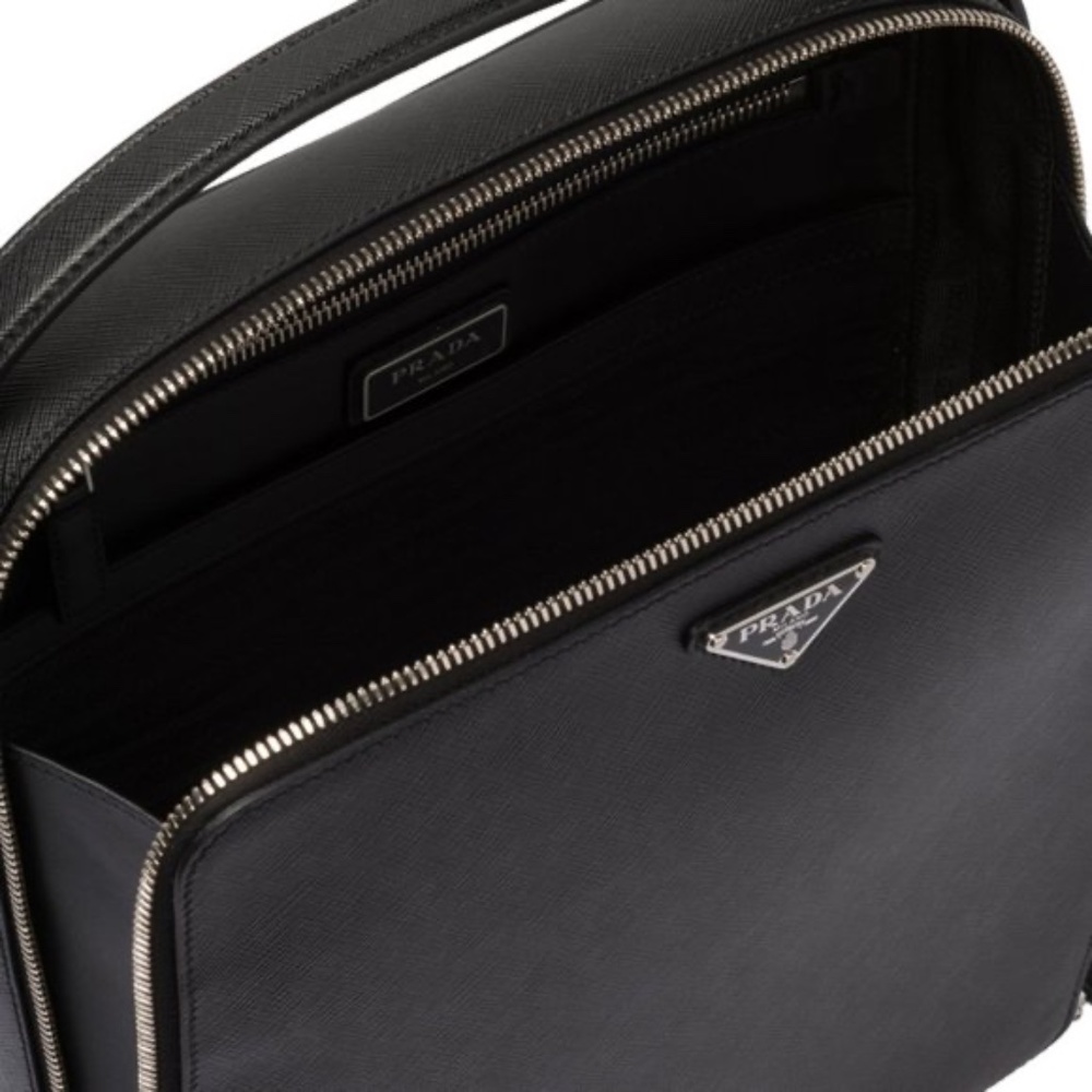 Prada Men's Large Black Saffiano Leather Square Backpack - Picture 7 of 14